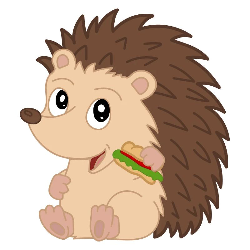 Mignon bébé hérisson avec sandwich