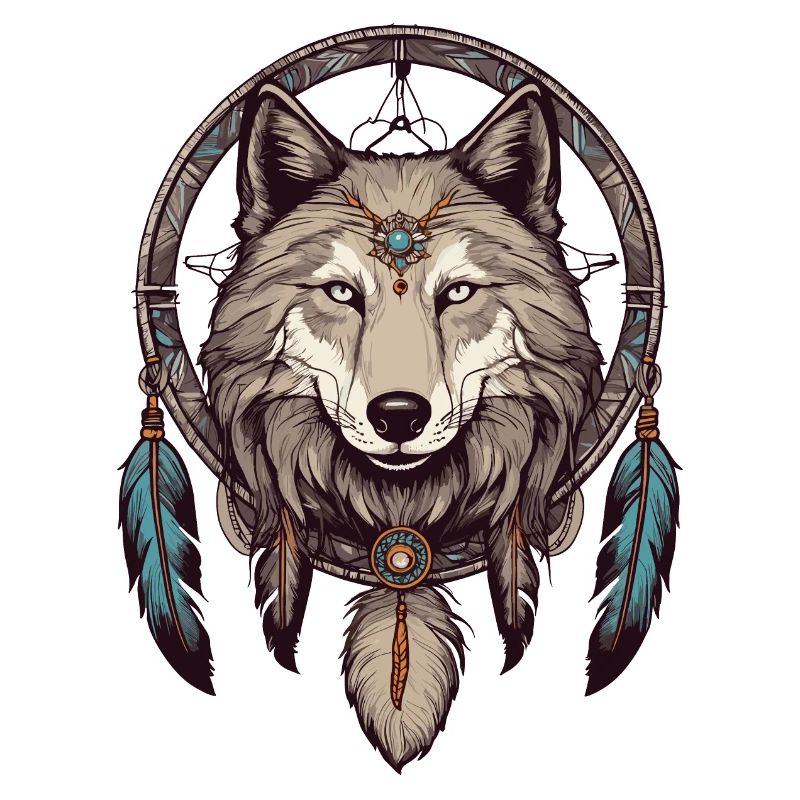 Dream catcher with wolf