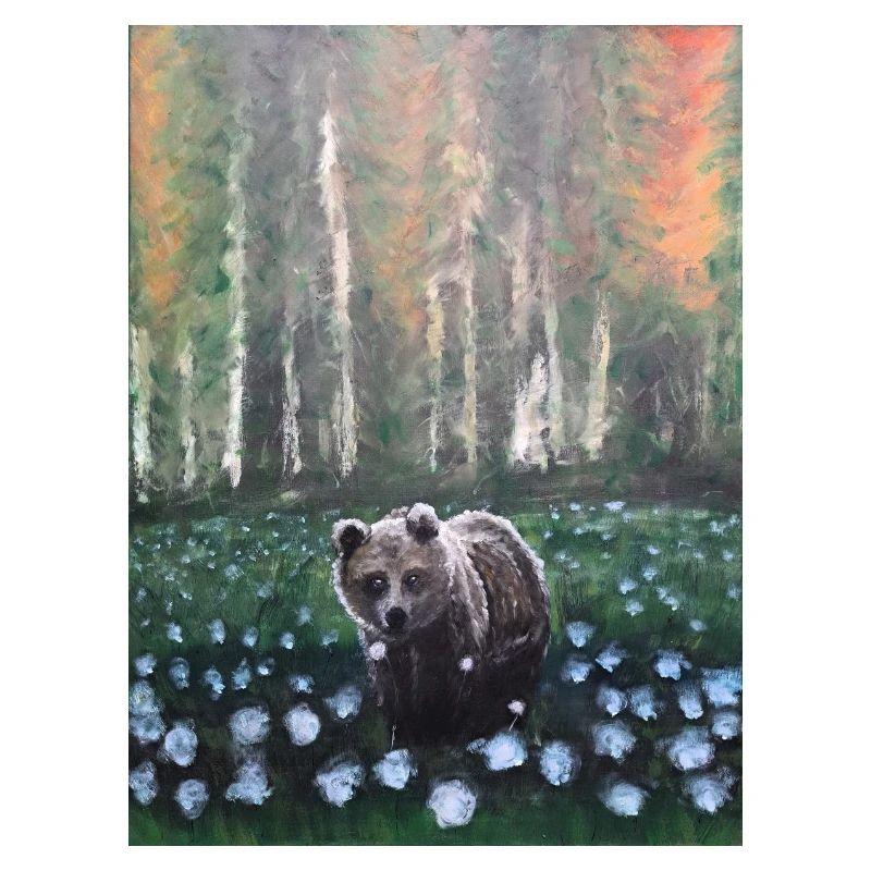 Ours dans la scène de forêt enneigée