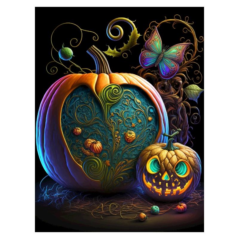 Bright Halloween pumpkins with pattern