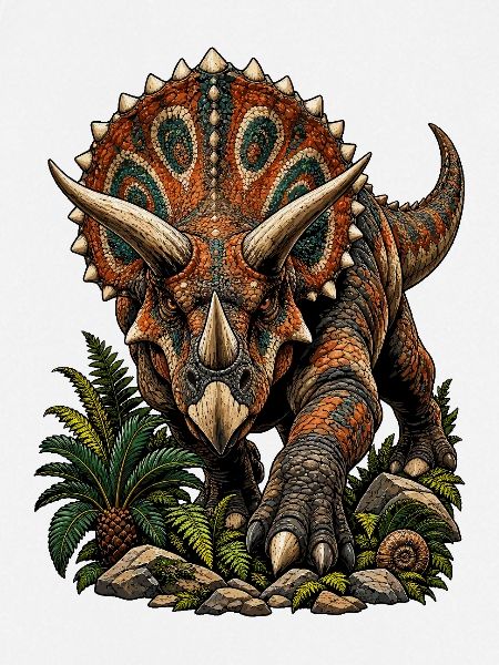 Farbenfroher Triceratops mit Muster