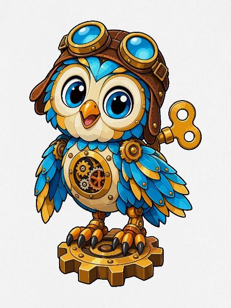 Steampunk-Eule mit Zahnrädern