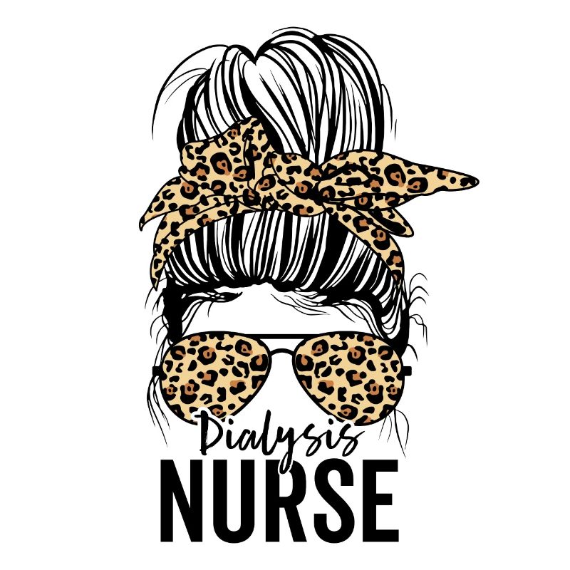 Funny Dialysis Nurse Nephrology Messy Bun