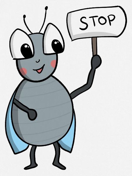 Fliege mit STOP Schild
