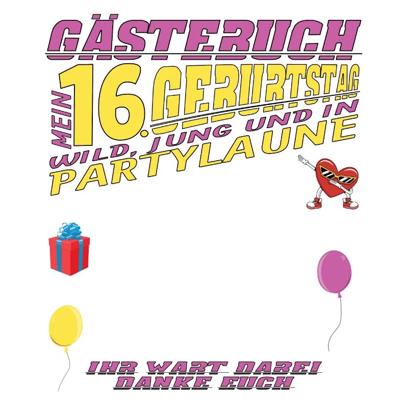16. Geburtstag Mädchen & Junge Gästebuch