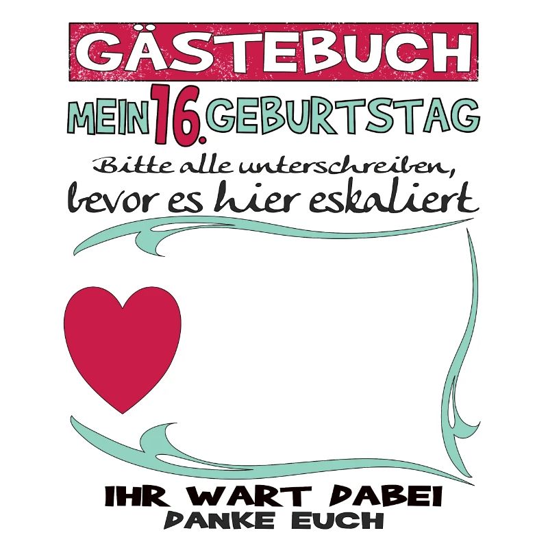 16. Geburtstag Mädchen & Junge Gästebuch