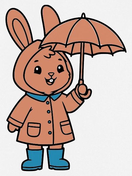 Cute Bunny Raincoat Umbrella