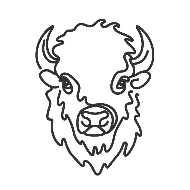 Line Art Dad Mom - Bison