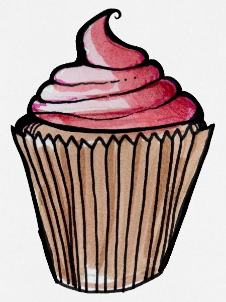 Aquarell Pink Cupcake