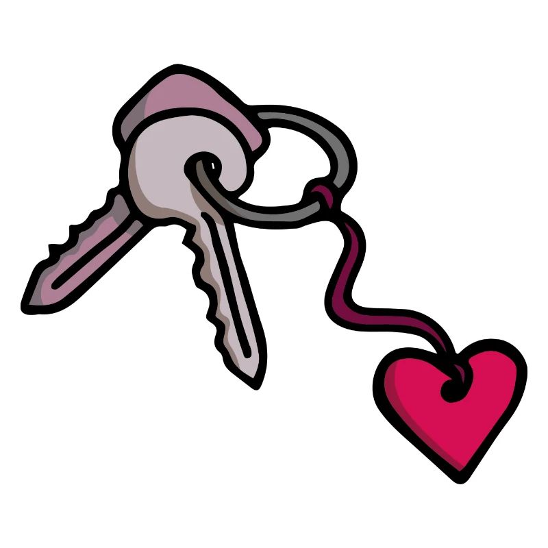 Double key with heartchain keychain