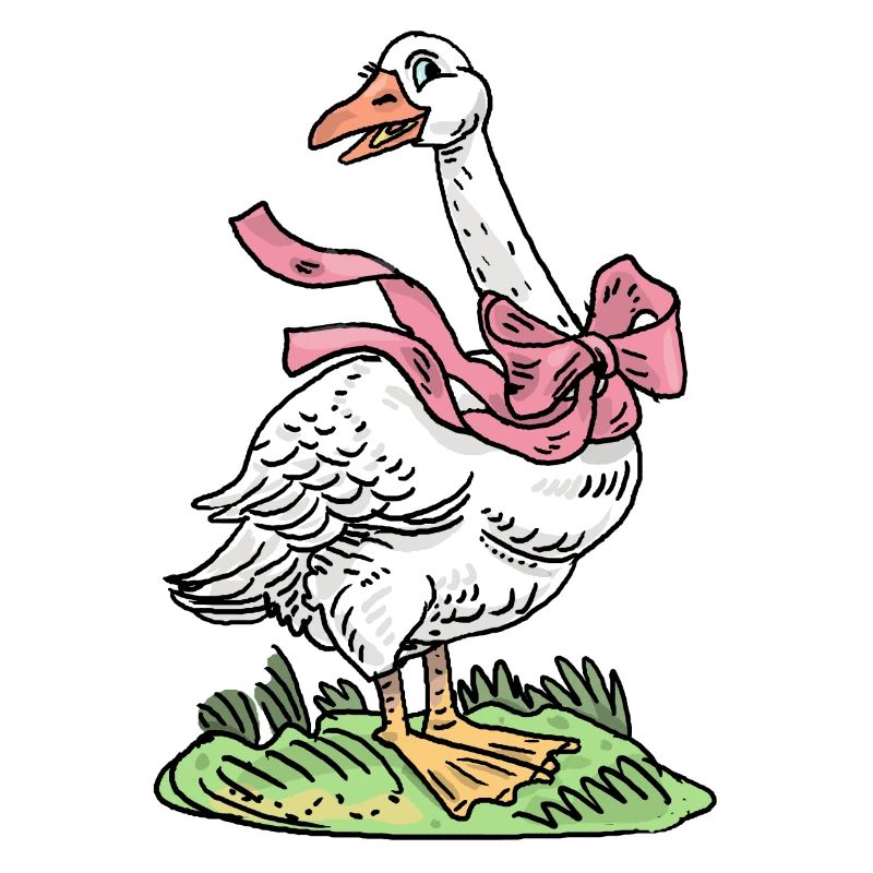 Gans mit rosa Schleife