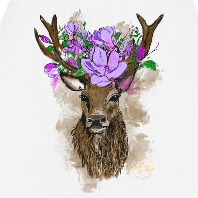 Wunderschöner Hirsch mit Blumenkrone