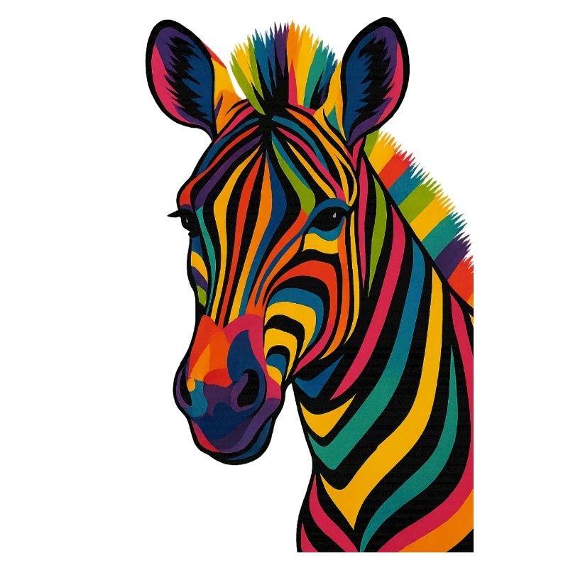 Colorful Striped Zebra Artwork