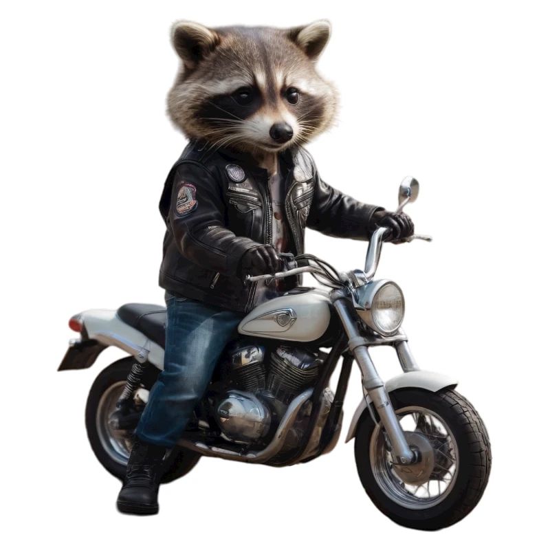 Waschbär-Biker