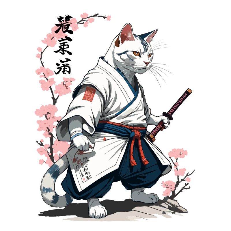 Samurai Katze Retro Japan Anime Kunst Design