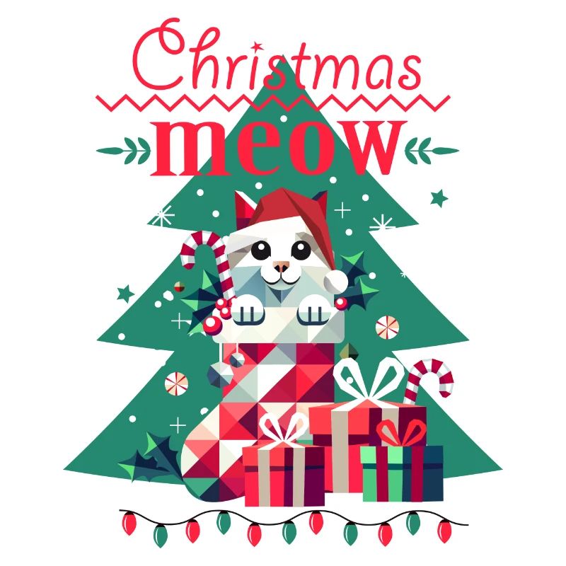 Chat espiègle en bas - Style de Noël laid