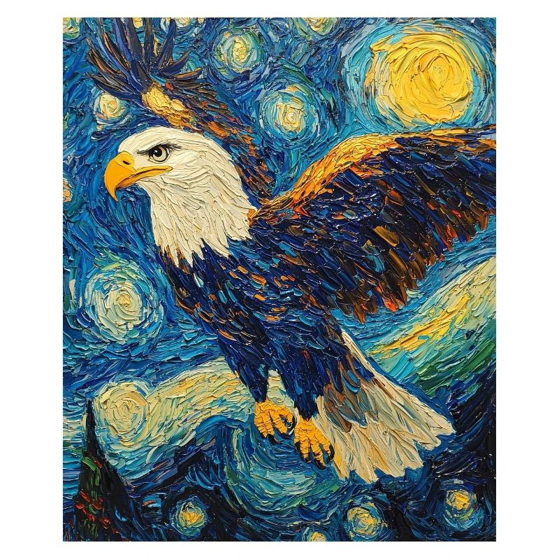 Eagle Bird Van Gogh Style Starry Night