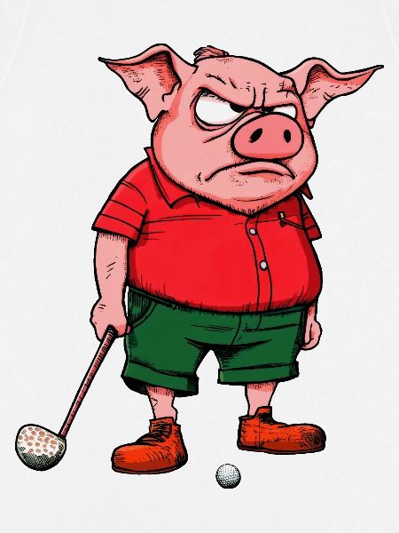 Schwein Golfspieler