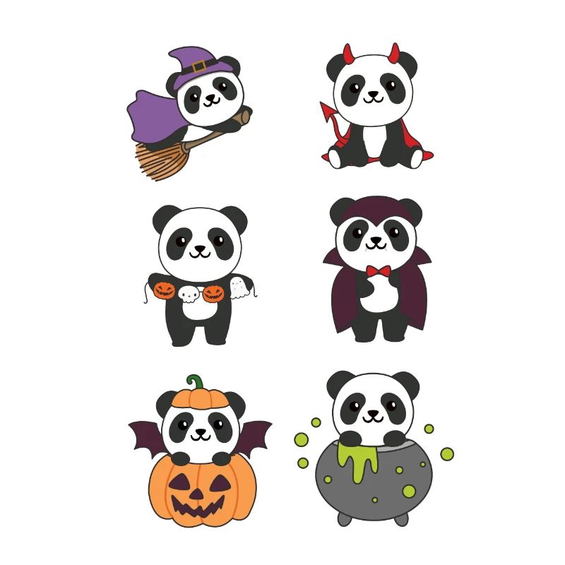 Panda Halloween Witch Devil Citrouille Vampire Costume
