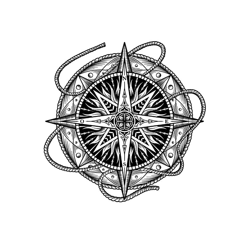 Compass rose with ship jam