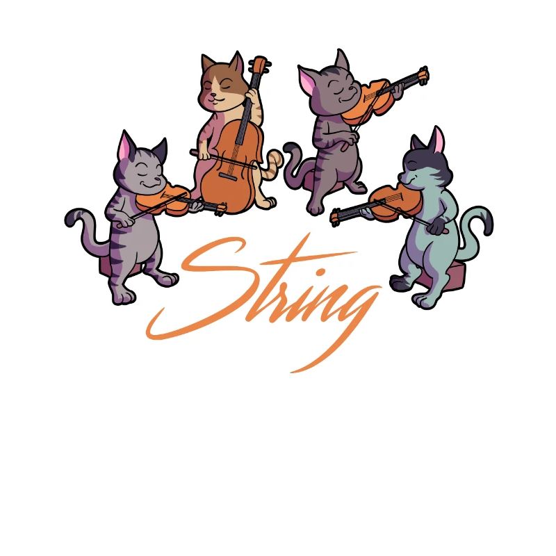 String Purrtet Cat Playing Violin Cello Kitty Clas