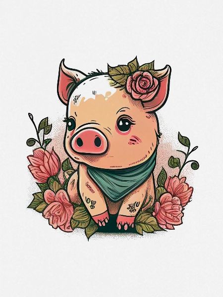 Ferkel mit Kopftuch