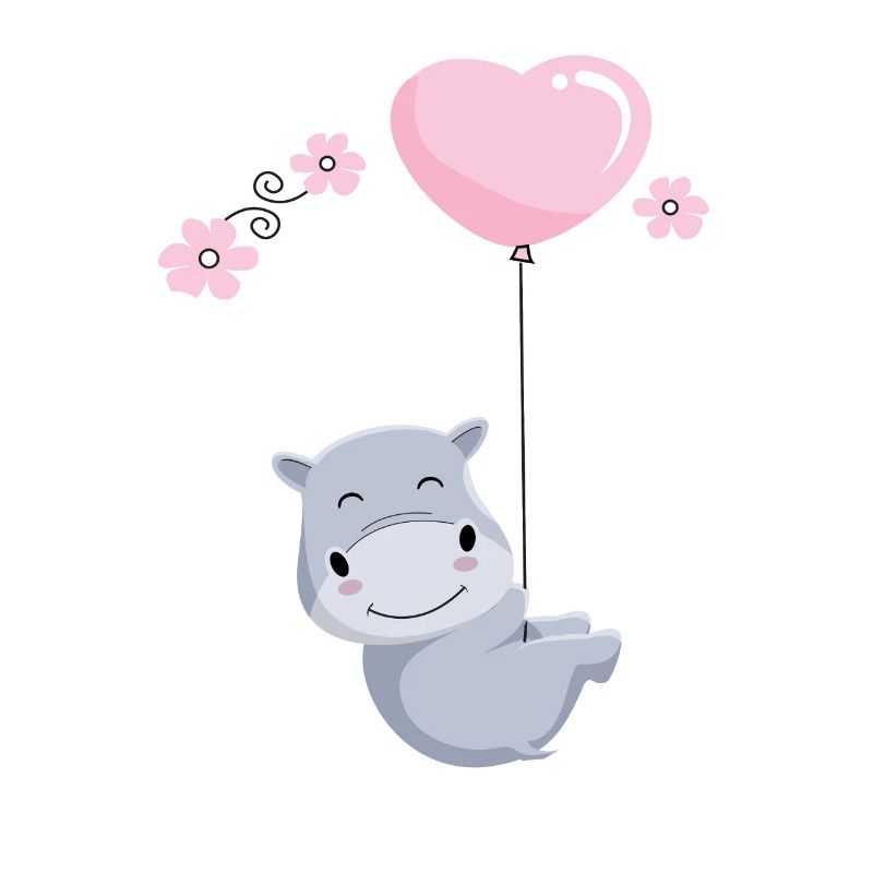 SÜßES NILPFERD MIT HERZ BALLON GESCHENKIDEE