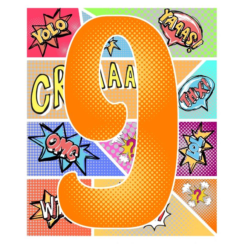 9 Years 9th Birthday 9th Birthday Comic Style