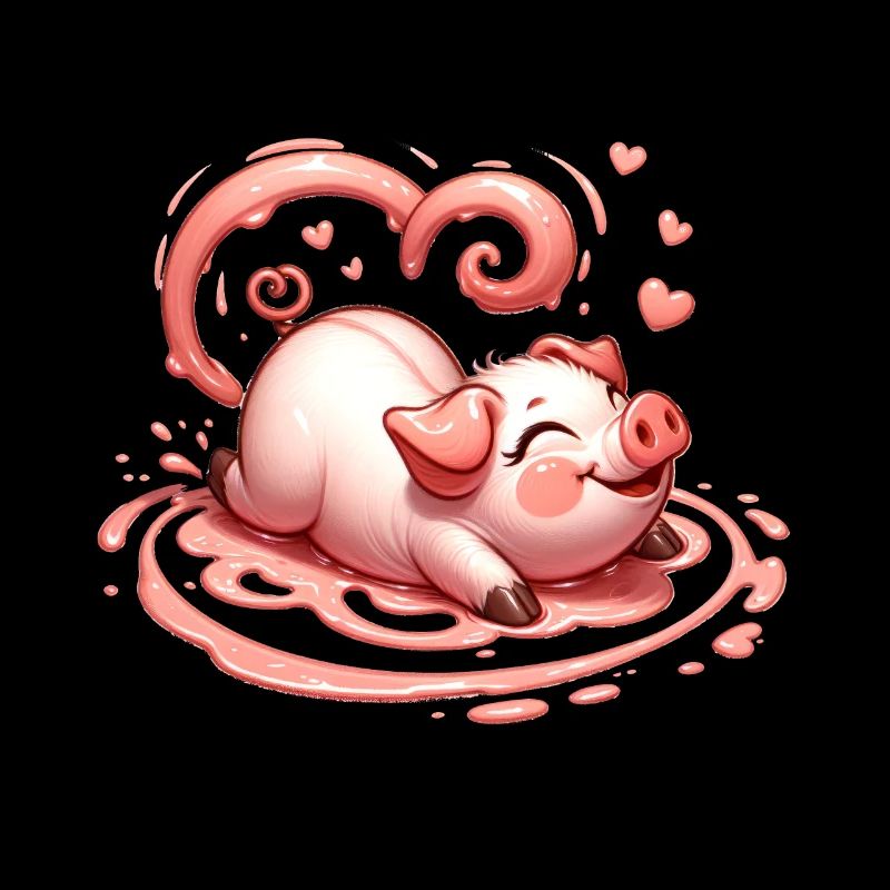 Cochon Bouclé Coeur Queue Saint Valentin Amour Boueux