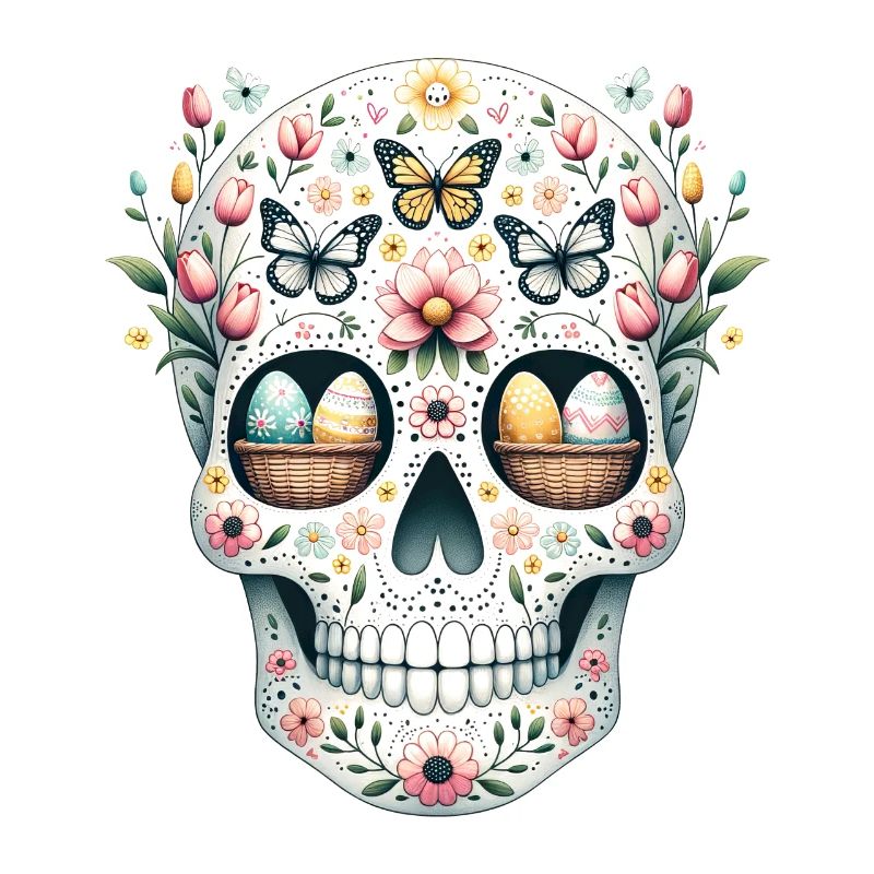 Spring Bloom Skull Tee Whimsical Easter Garden