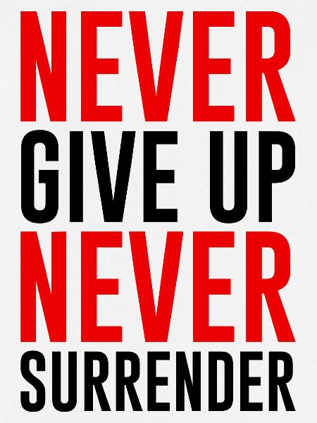 NEVER GIVE UP NEVER SURRENDER