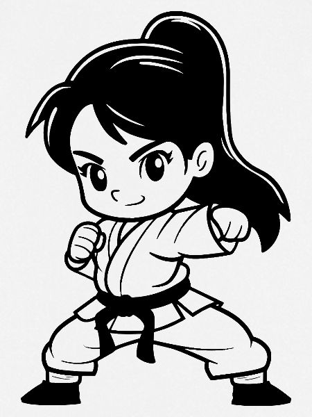 Karate Mädchen Comic Look