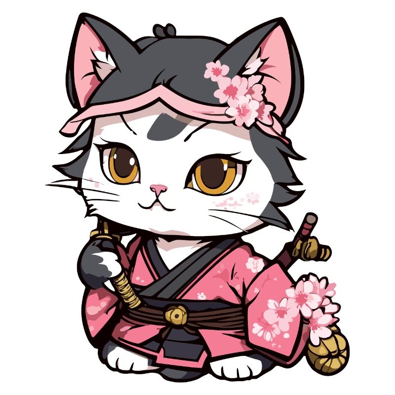 Samurai Katze & Kirschblüten #12