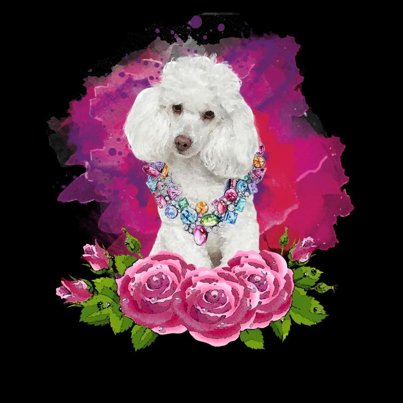 Caniche aquarelle avec des fleurs