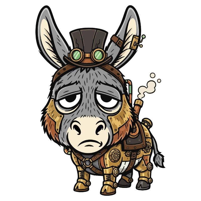 Âne Cyborg Steampunk Haut-de-forme Vapeur