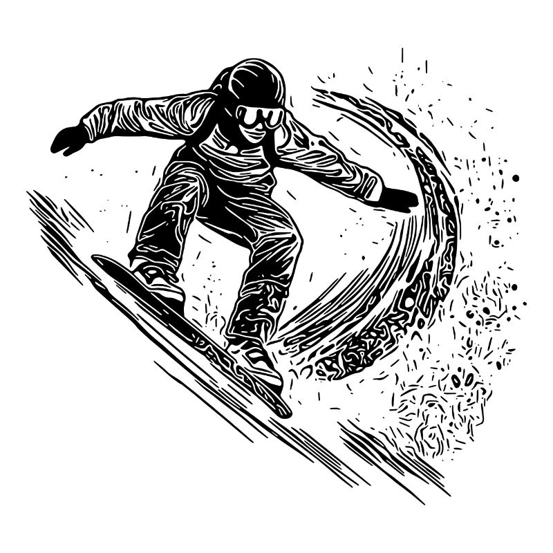 Deep Snow Snowboard Ride Jump Style Move