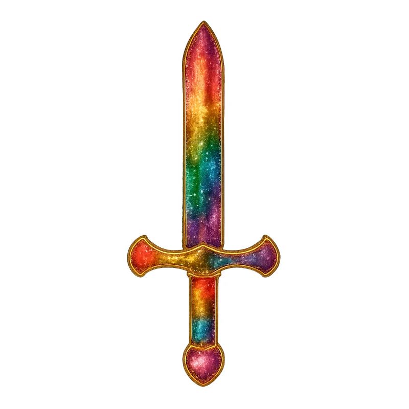 Épée arc-en-ciel avec bordure dorée