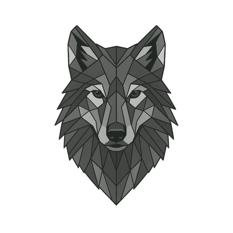 Geometrischer Grau-Wolfskopf