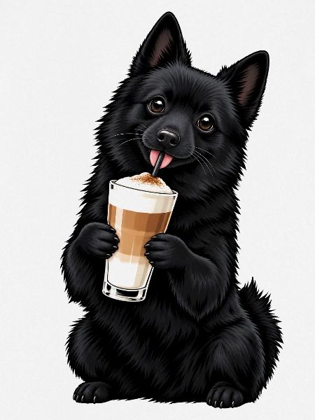 Schipperke mit Latte Macchiato