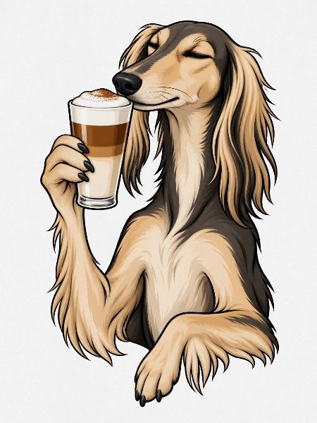Saluki mit Latte Macchiato