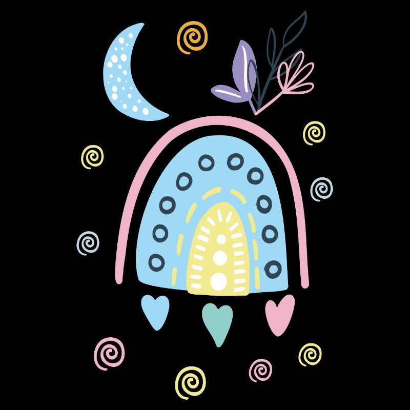 Pastellfarbener Regenbogen-Doodle-Bogen