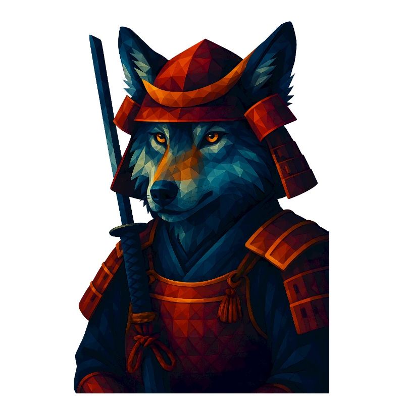 WPAP Stil Tier - Samurai Wolf altertümlich Rüstung