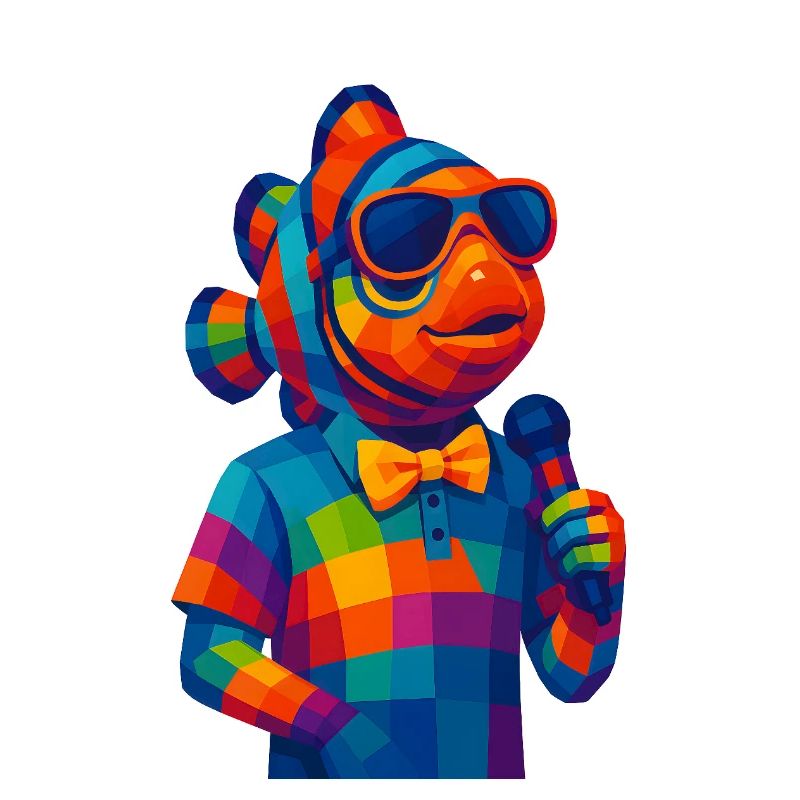 WPAP Polygon Style Animals - Poisson-clown avec nœud papillon