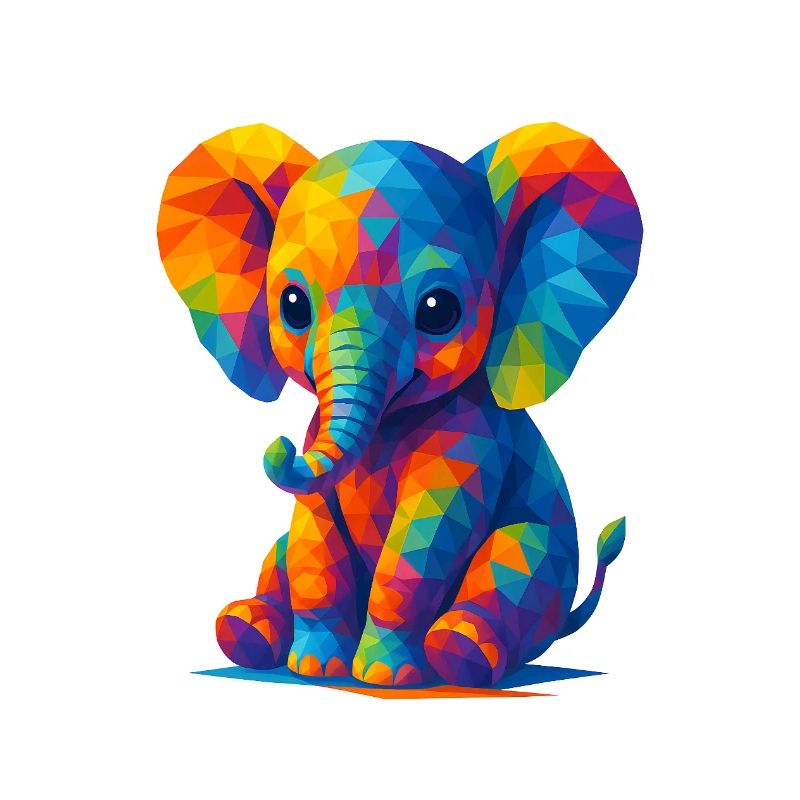 WPAP Polygon Kawaii Style Bébé Éléphant