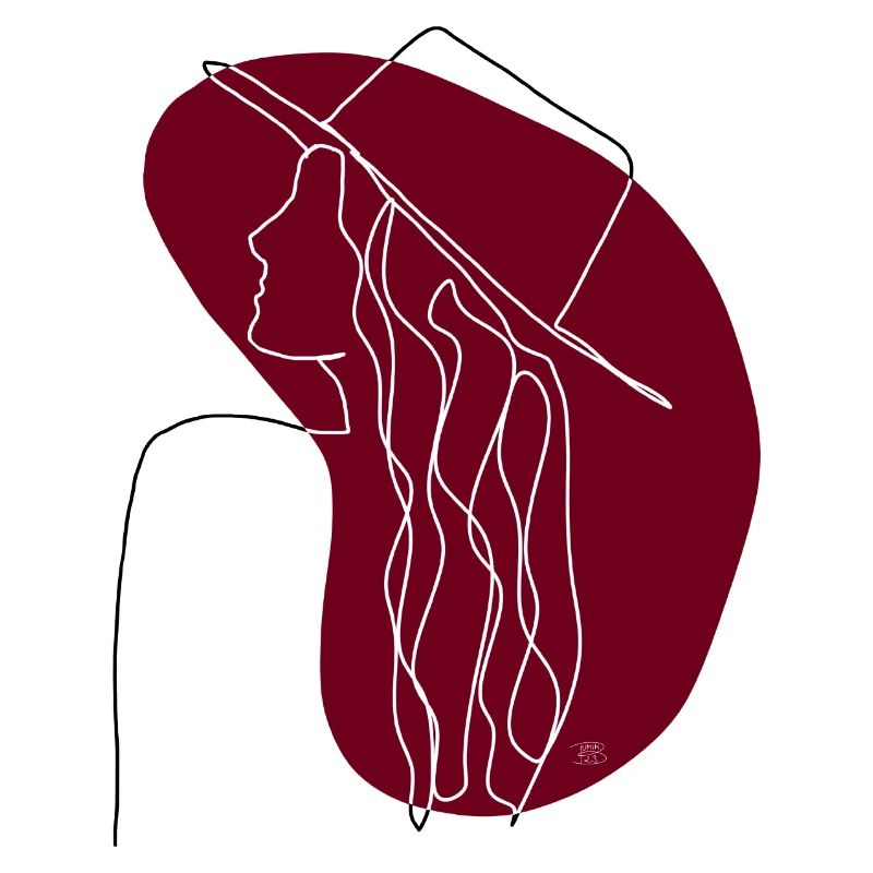"Dame mit Hut", Boho Line Art Design, "Faces"