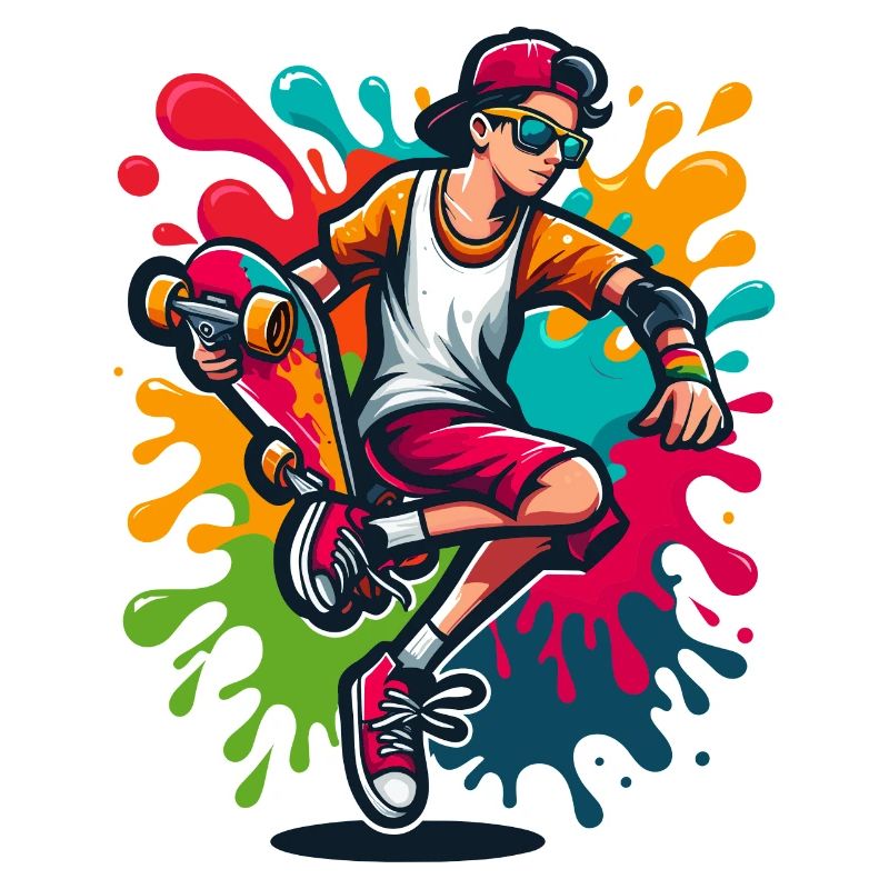 Skateboard mit Farbklecksen