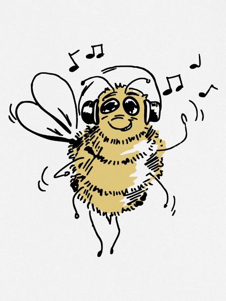 Musical bee is dancing
