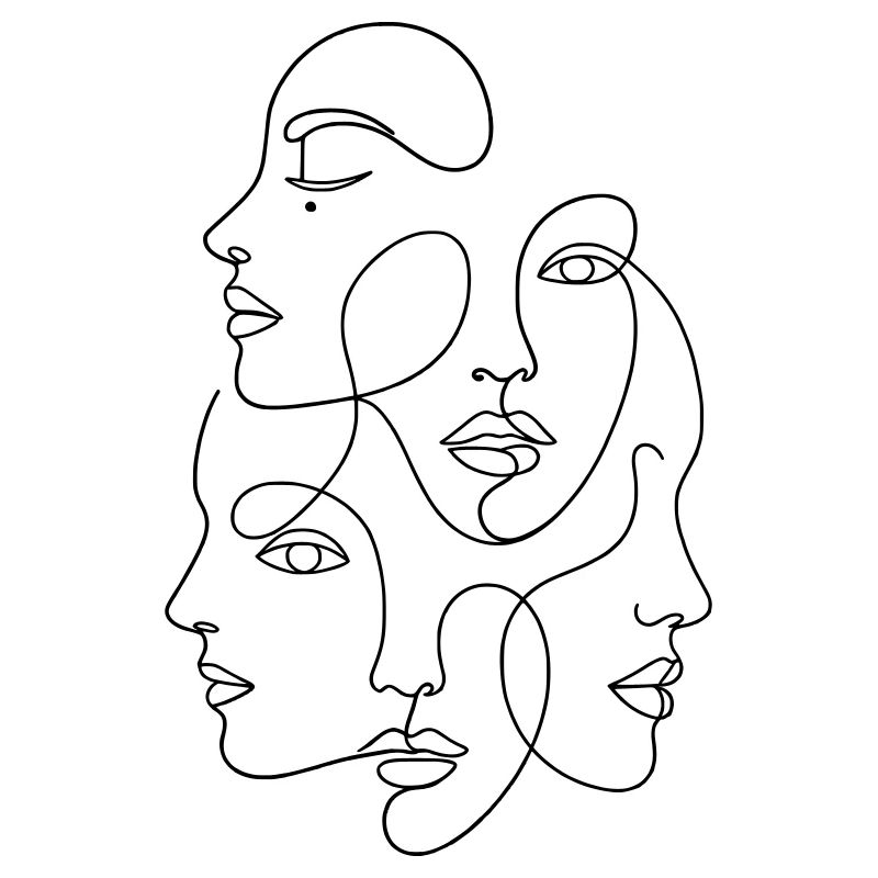 Minimalist One Line Multi Face