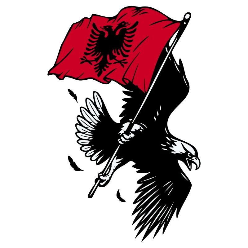 Aigle albanais avec drapeau