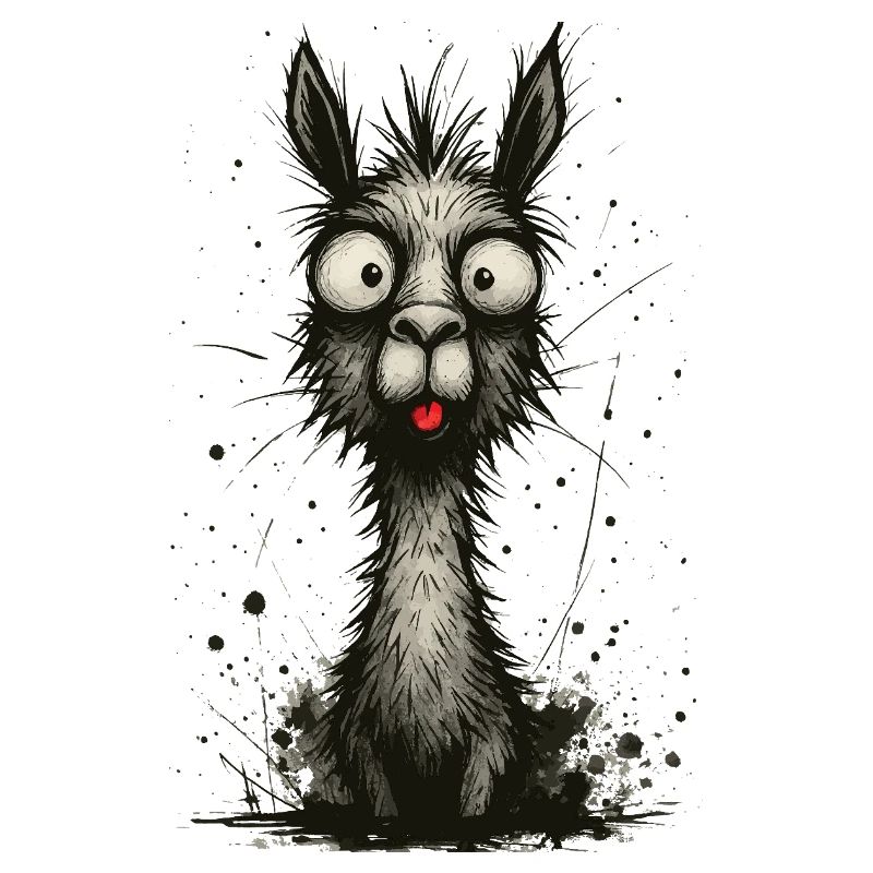 Lama drôle avec langue – éclaboussure de bande dessinée